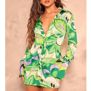 Satin shirt dress